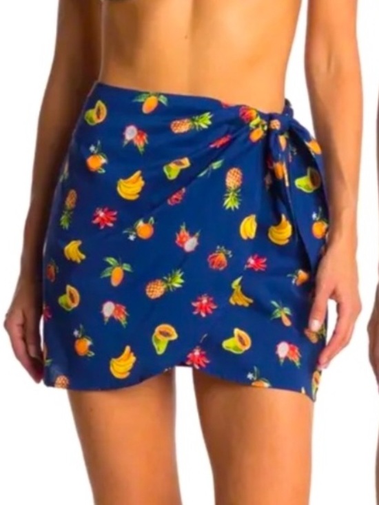 WeWoreWhat Dresses & Skirts - WEWOREWHAT Blue Depth Chloe Cover-Up Mini Skirt Fruit Print